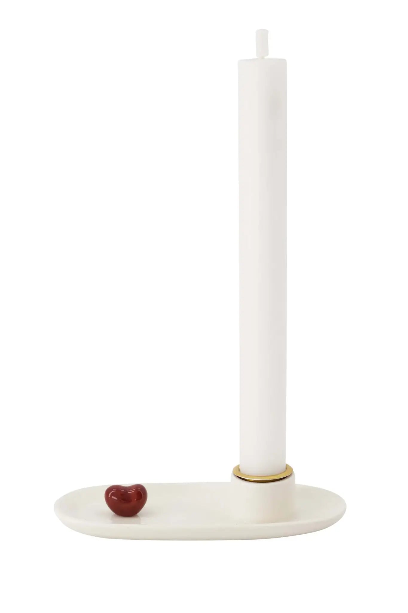 Zusss | Kandelaar keramiek hartje wit/rood