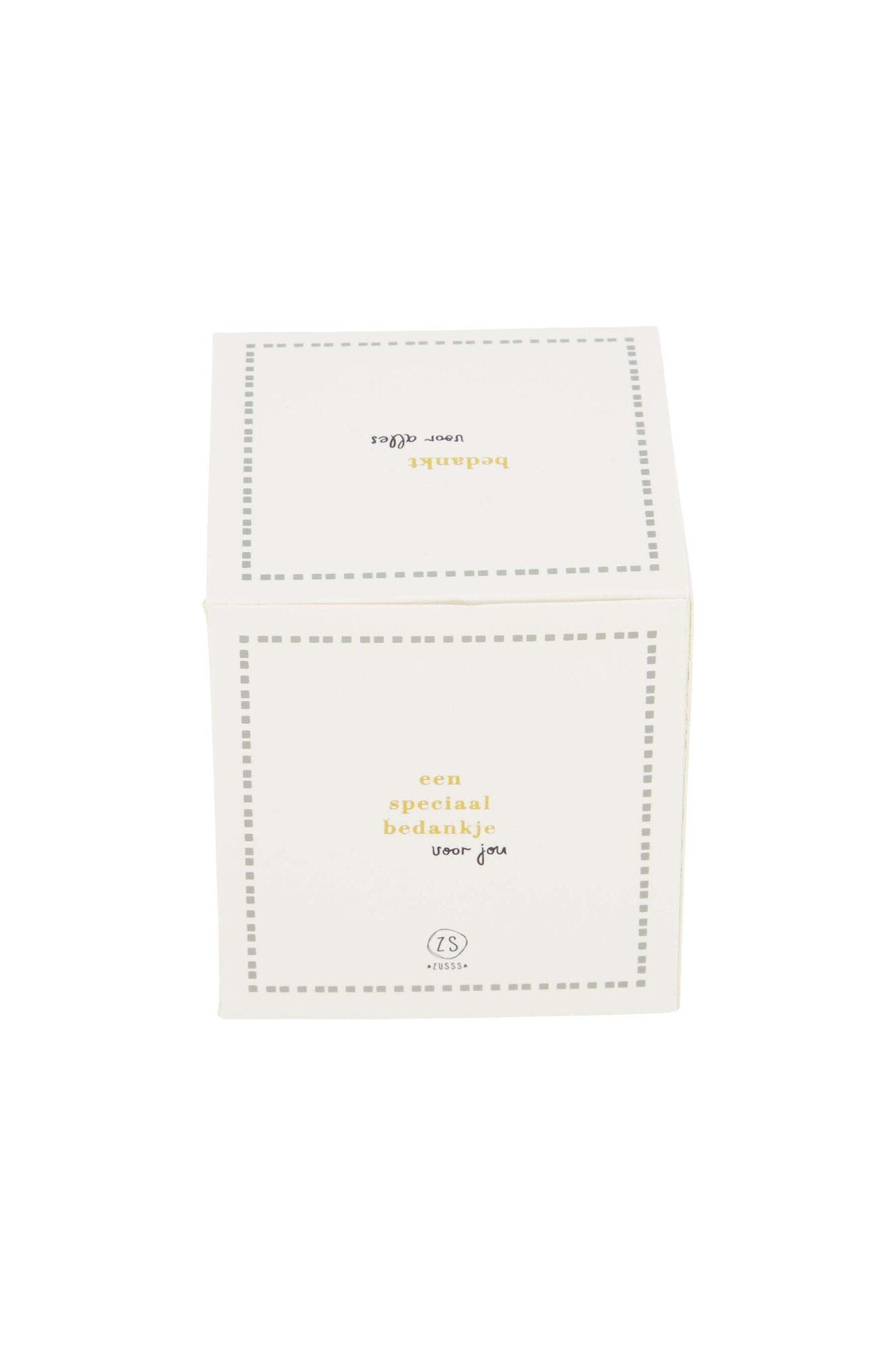 Zusss | Geurkaars keramiek in doosje bedankt wit/grijsblauw