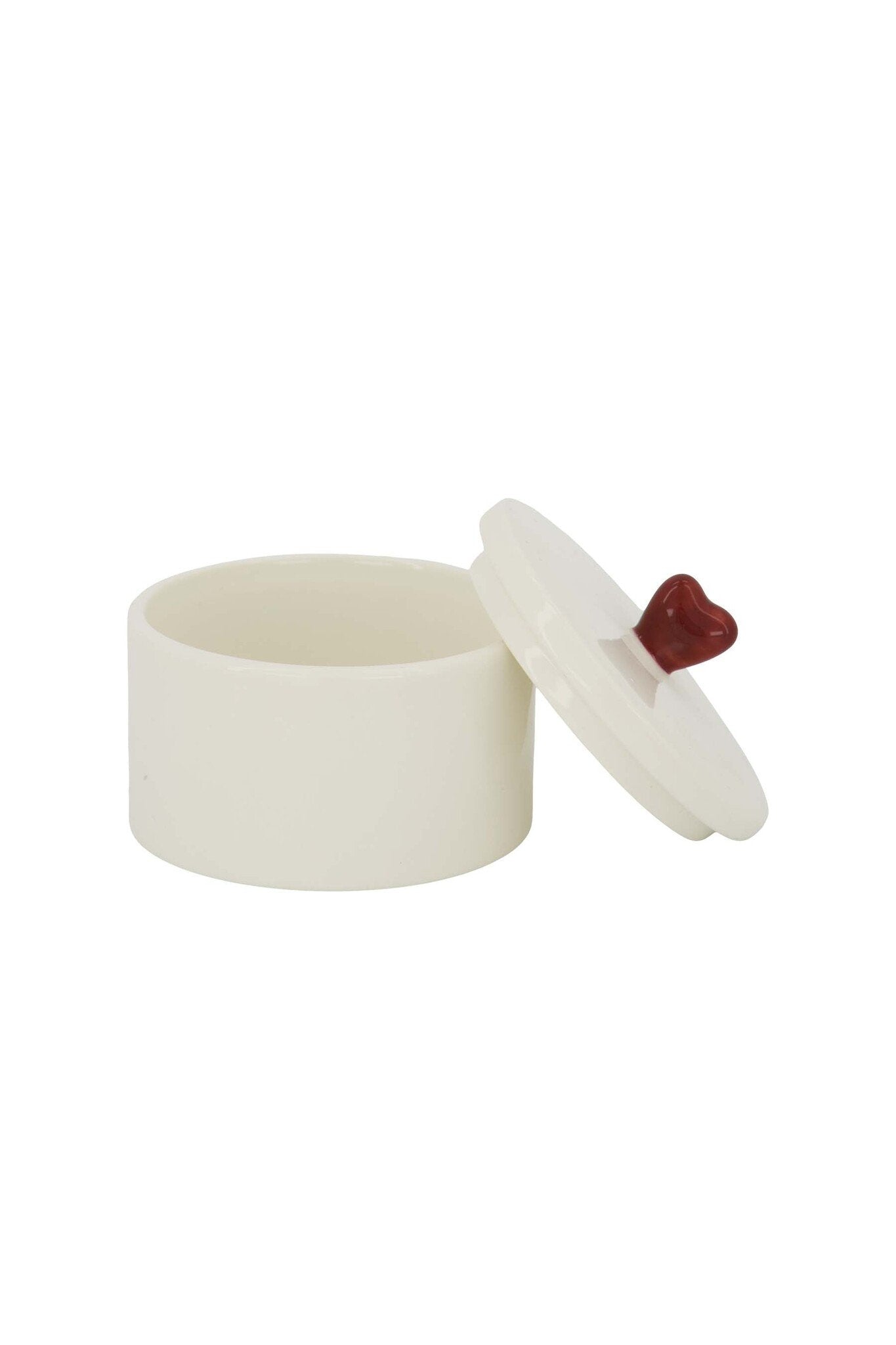 Zusss | Bewaarpot keramiek hartje wit/rood