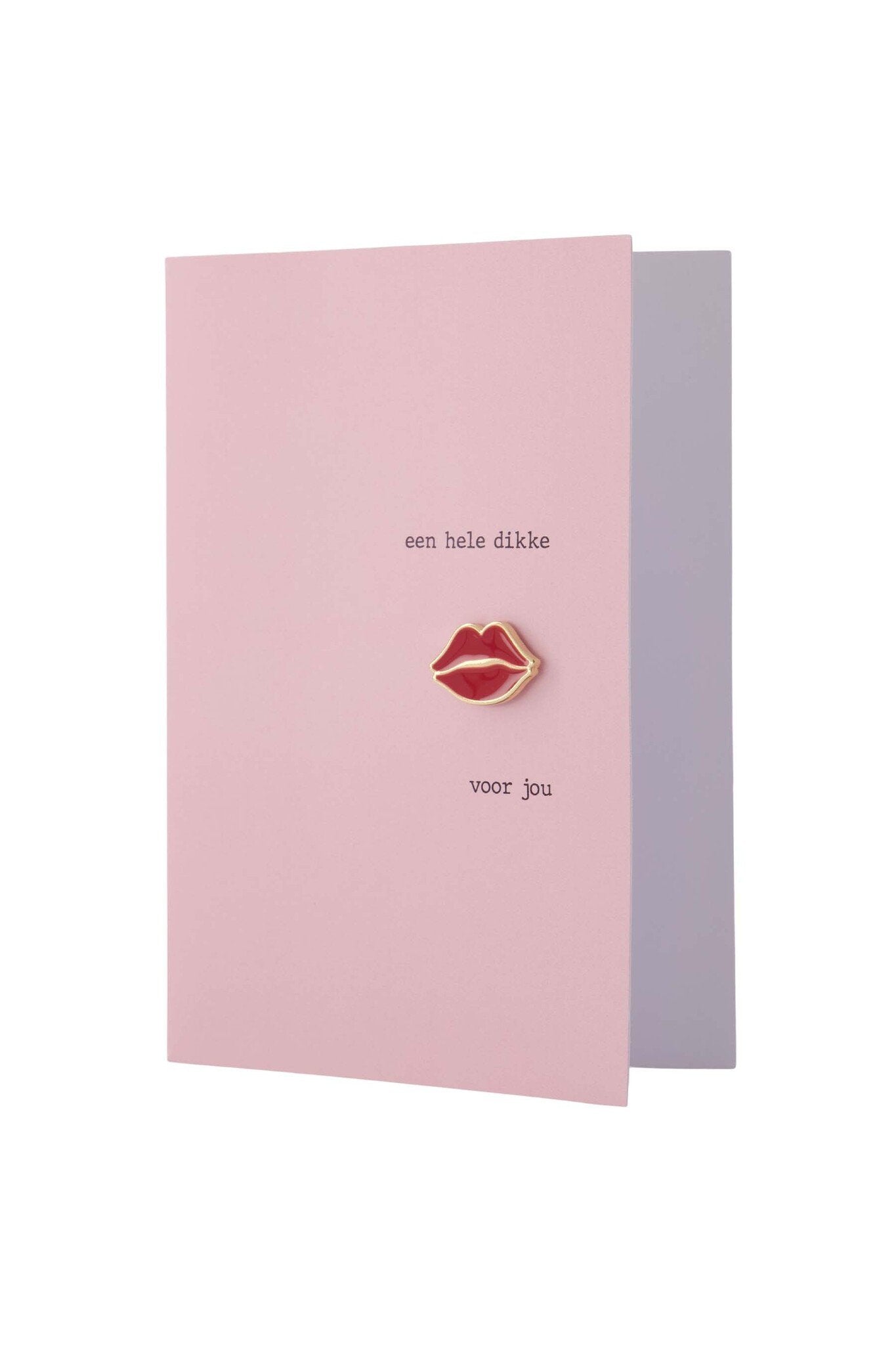 Zusss | Wenskaart kusje broche roze/rood