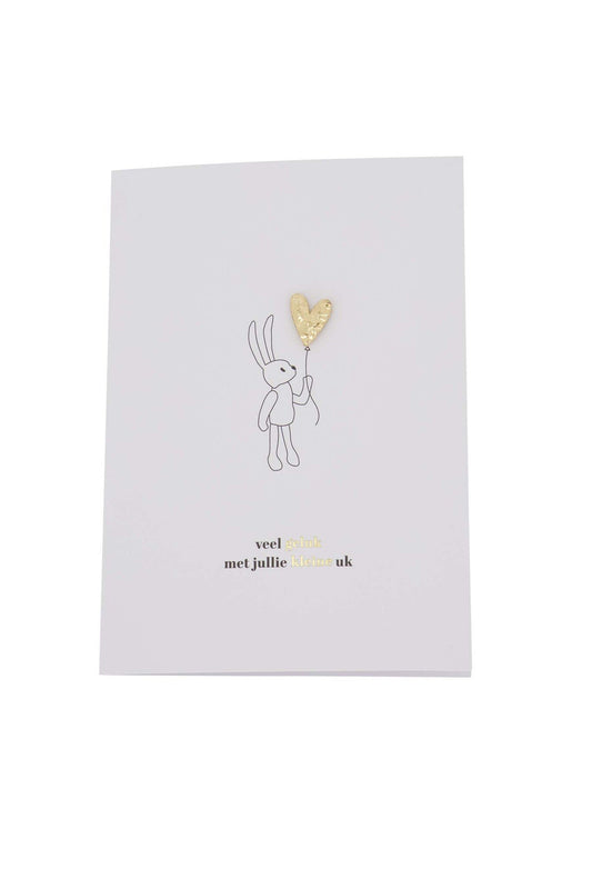 Zusss | Grußkarte, herzförmig, kleine Brosche, weiß, UK