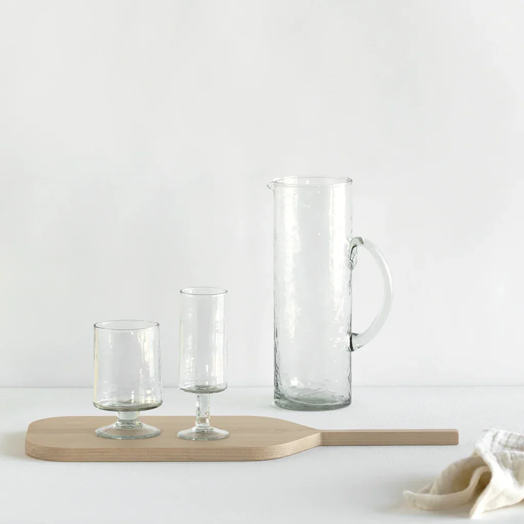 Urban Nature Culture Wijnglas Hammered Transparant - Set van 4