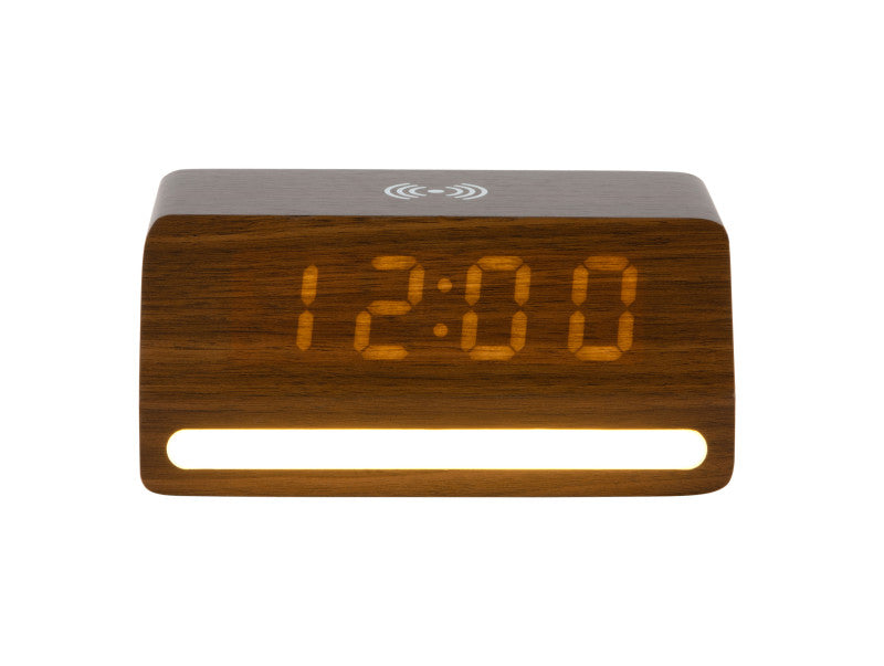 Karlsson Wekker Retro met licht-LED Donker hout