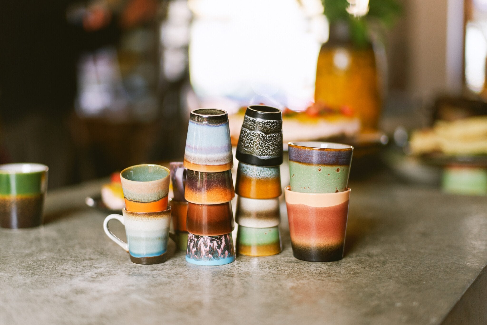 HK Living | 70's servies ristrettomokjes Solar set van 4