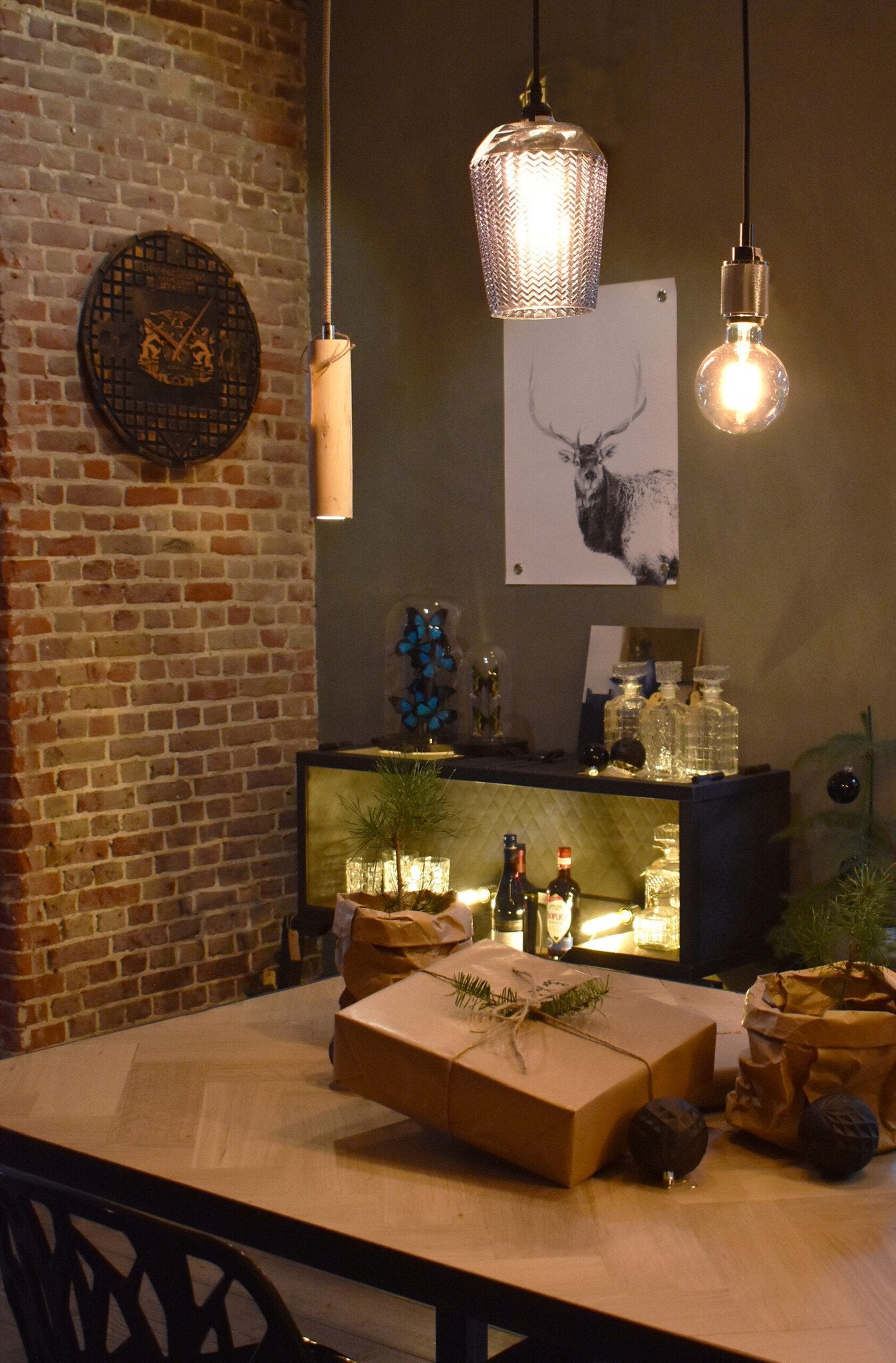 VM | Gartenposter Hirsch schwarz-weiß