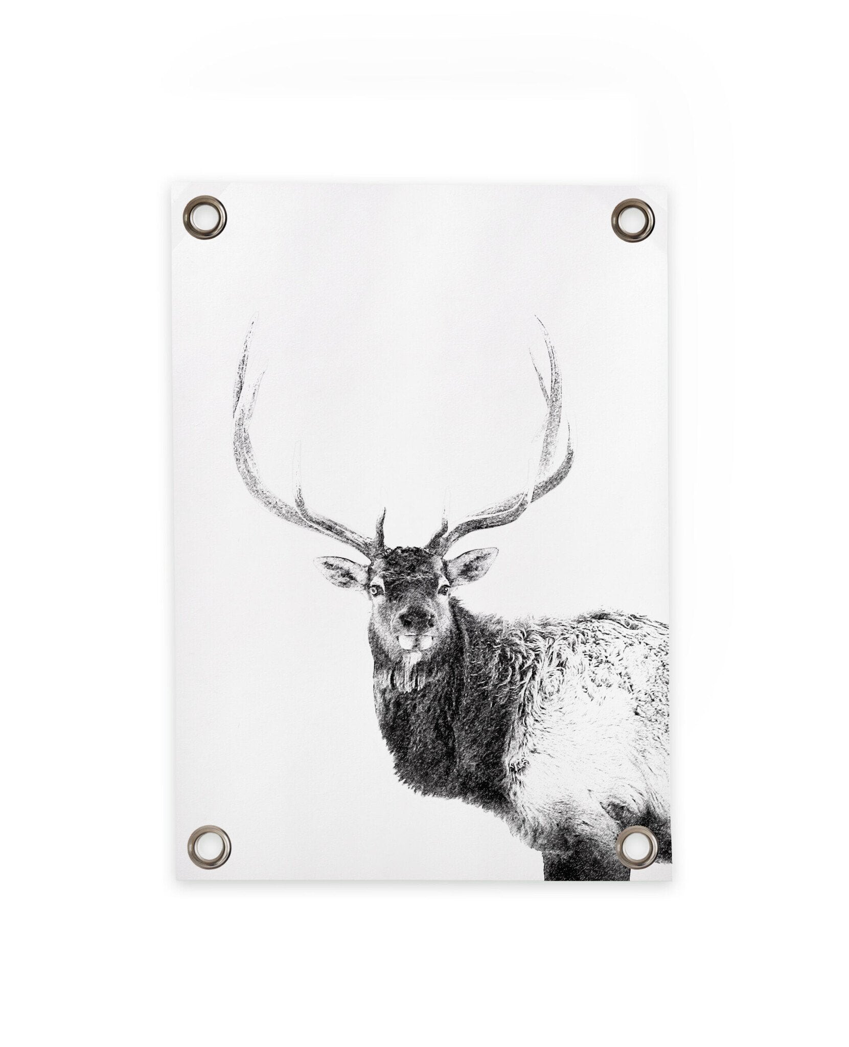 VM | Tuinposter hert zwart wit