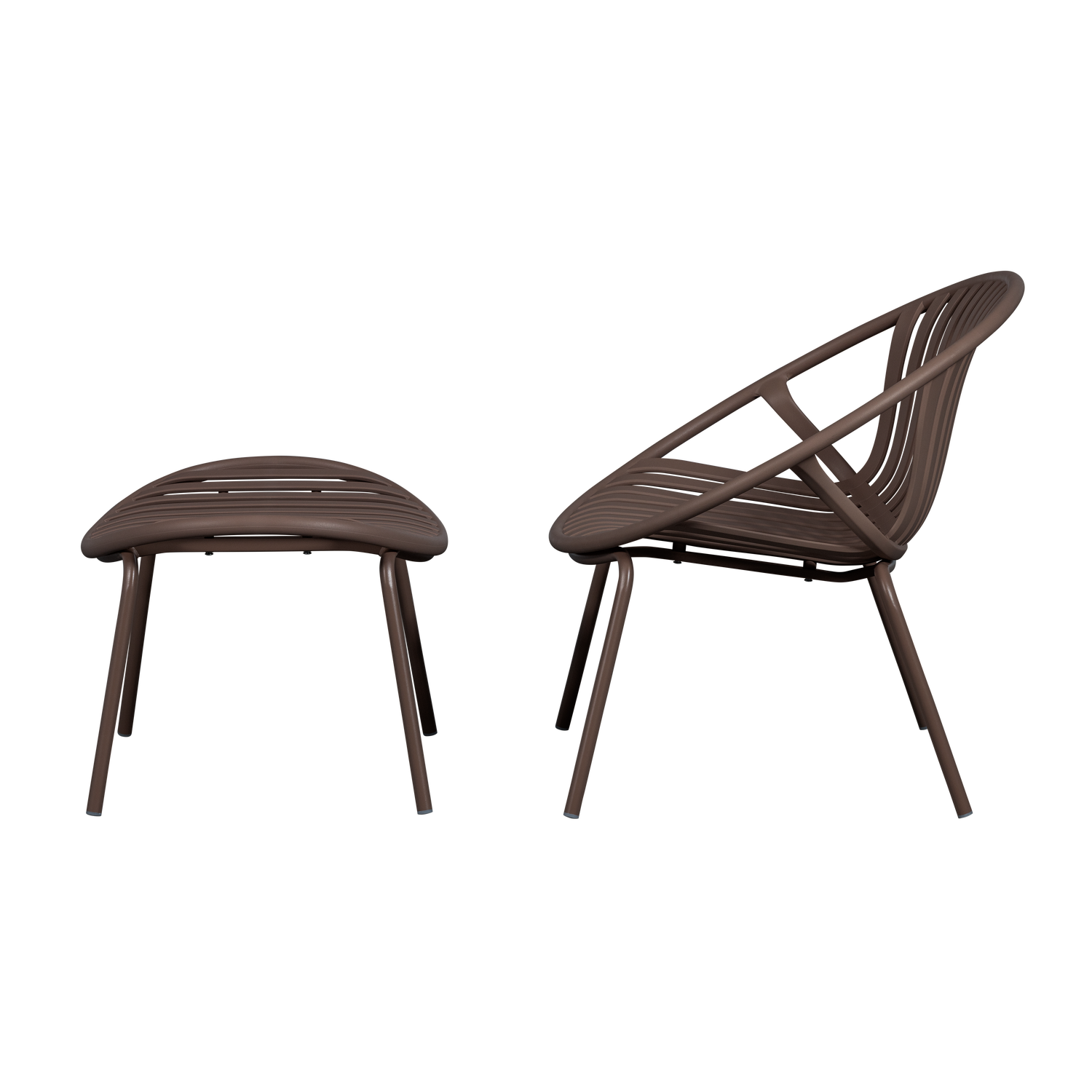 Woood Bruce Tuin loungestoel met hocker paars/bruin