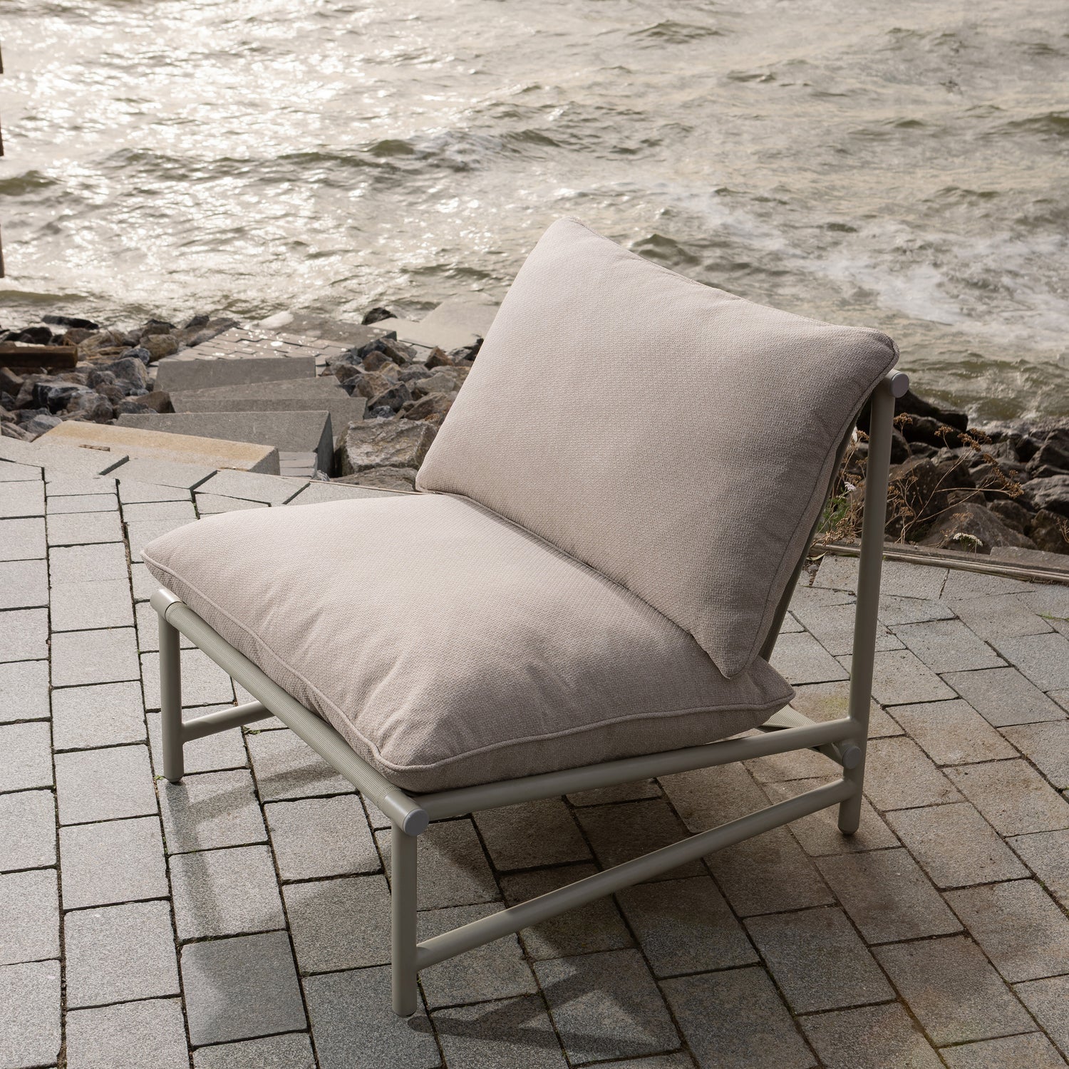Woood Elvo tuin loungestoel zand