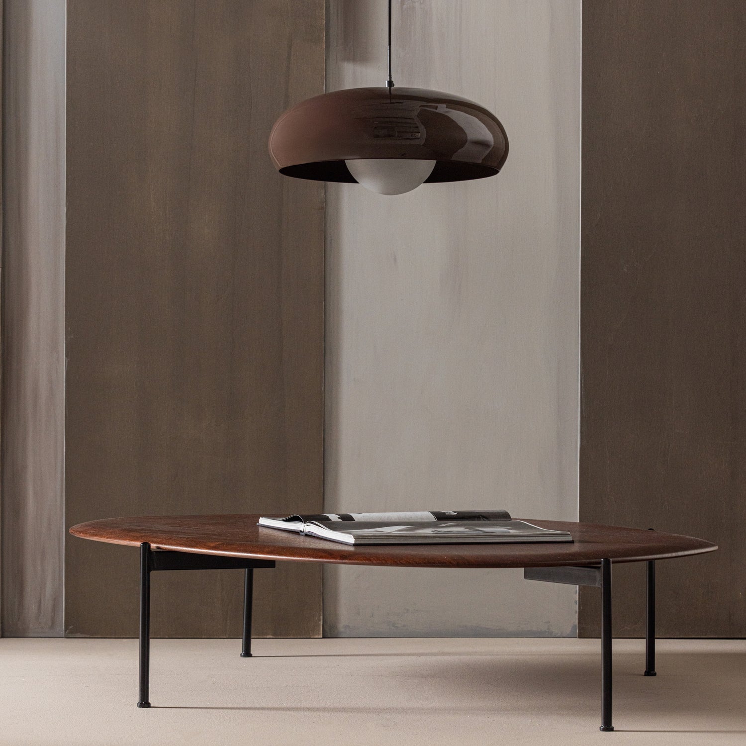 Woood Tivo Hanglamp rond metaal hoogglans bruin