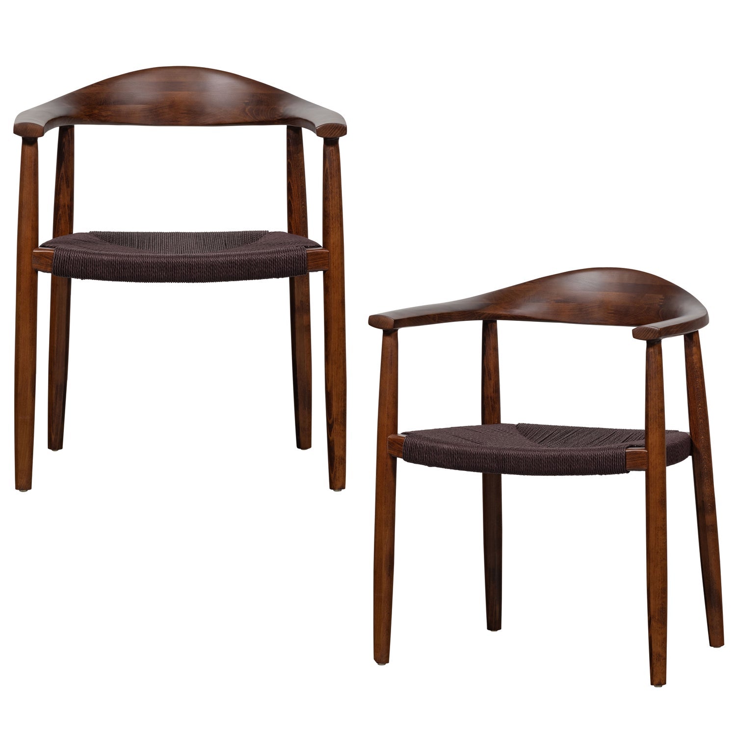 vtwonen Embrace Eetkamerstoel met gevlochten zitting beuken donkerbuin