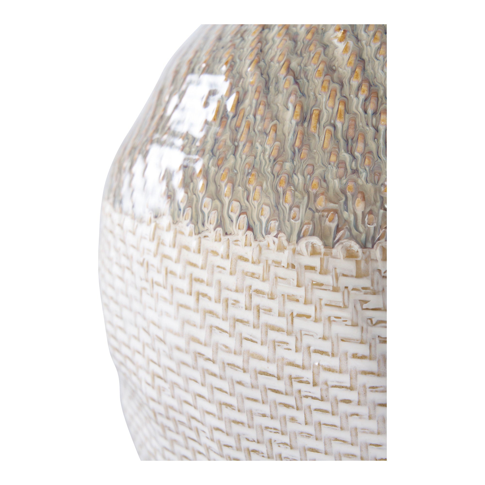 House Nordic Vaas keramiek wit groen 30,5cm