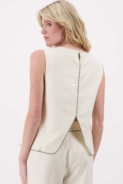 Zusss | Linnen top mouwloos met detail soft kit