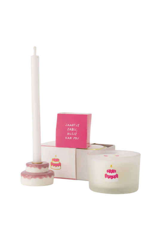 Zusss | Geurkaarsje glas taart wit/roze