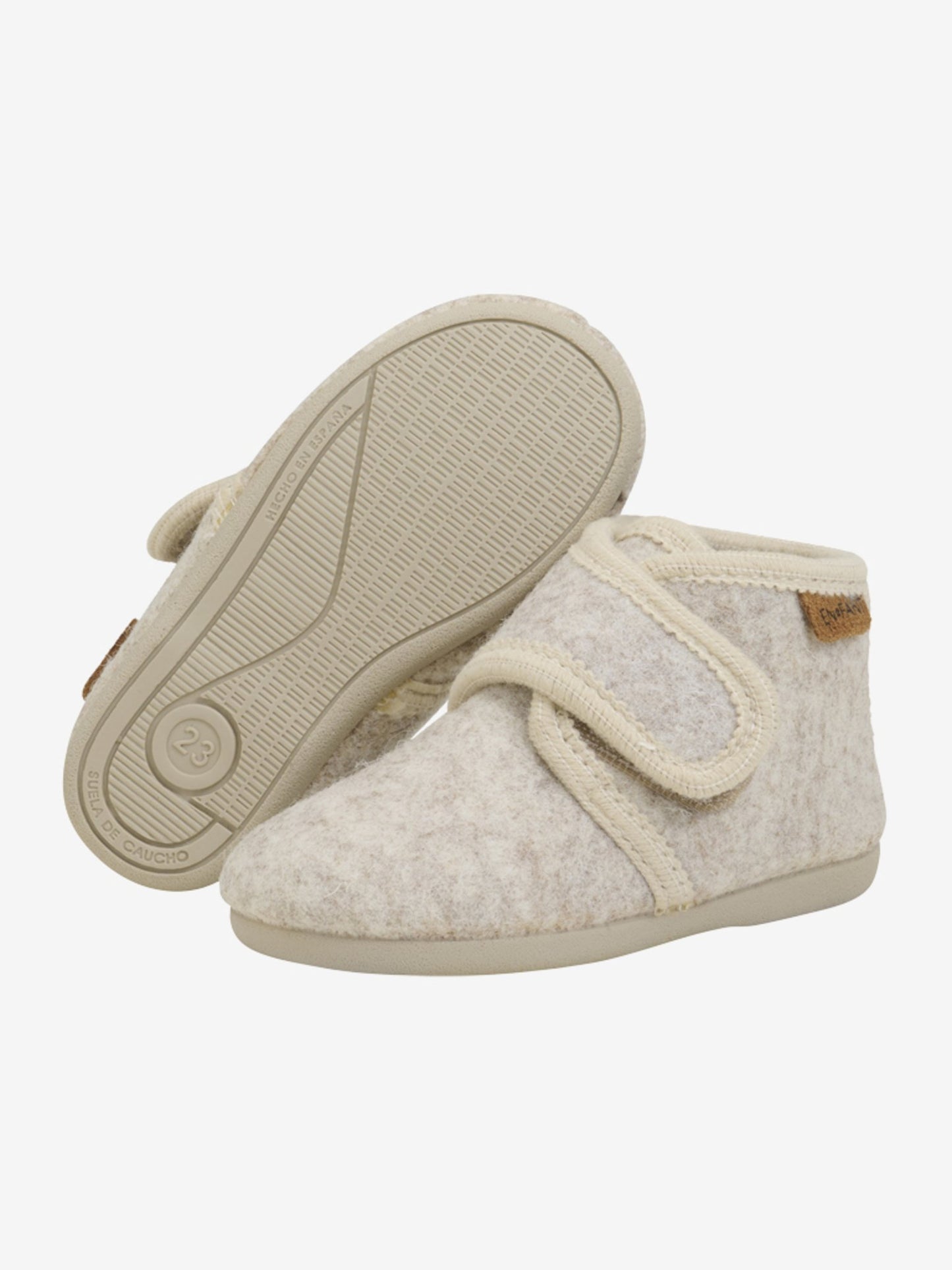 Enfant | Sloffen wol Velcro zand melange