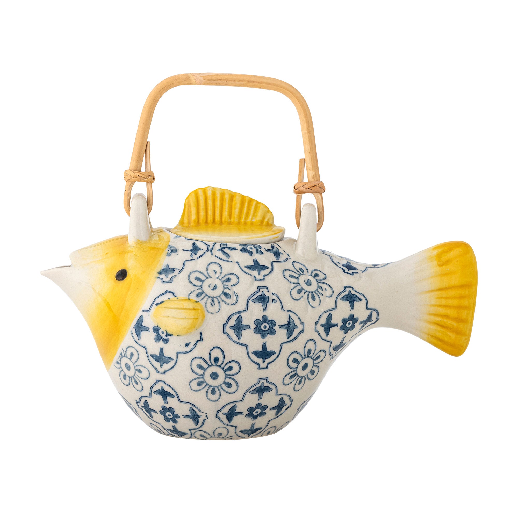 Bloomingville Wrenne Theepot Vis Blauw Geel