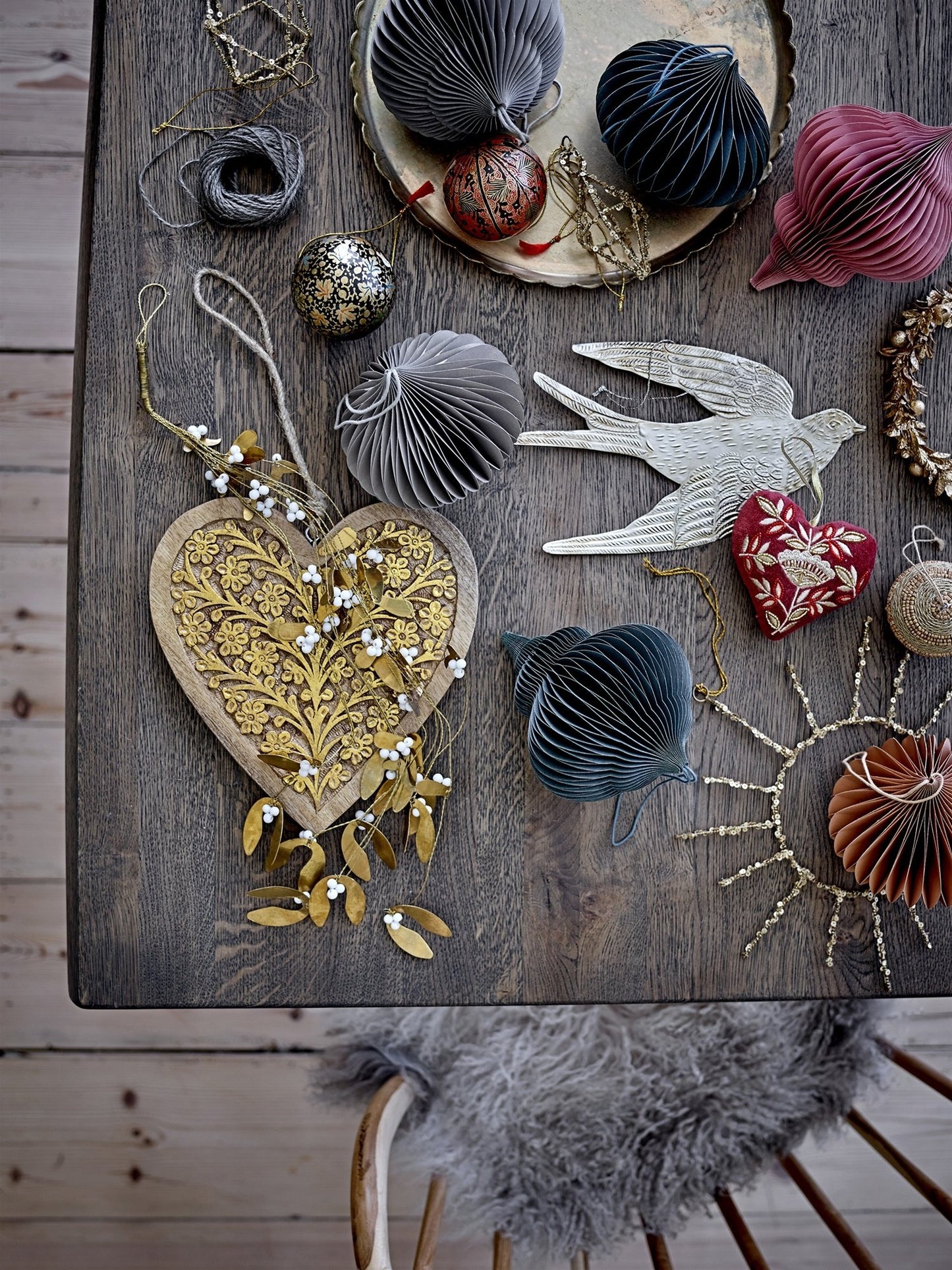 Bloomingville | Papieren kersthanger rood 9cm