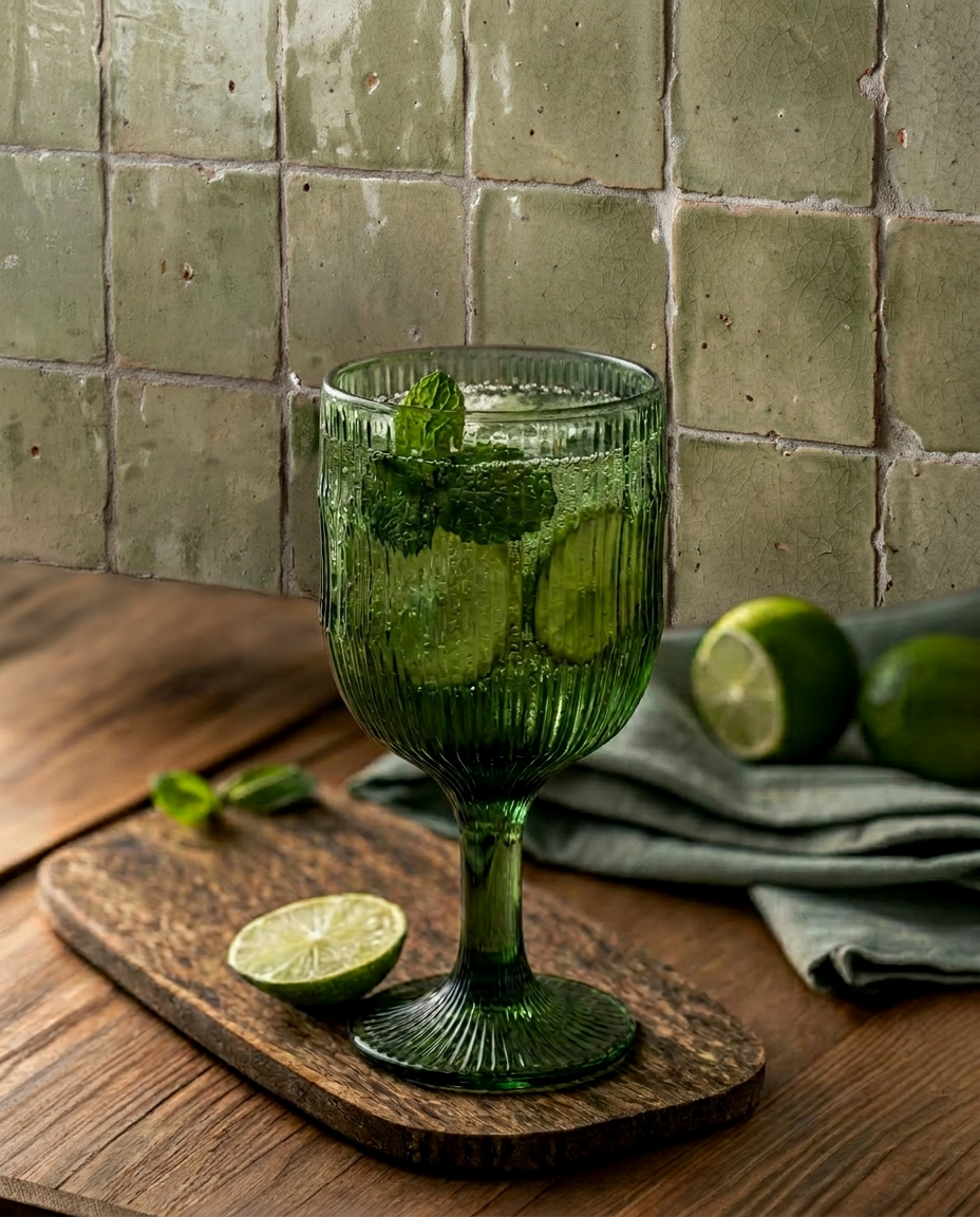 Bazar Bizar Wijnglas The Ripple Mosgroen glas