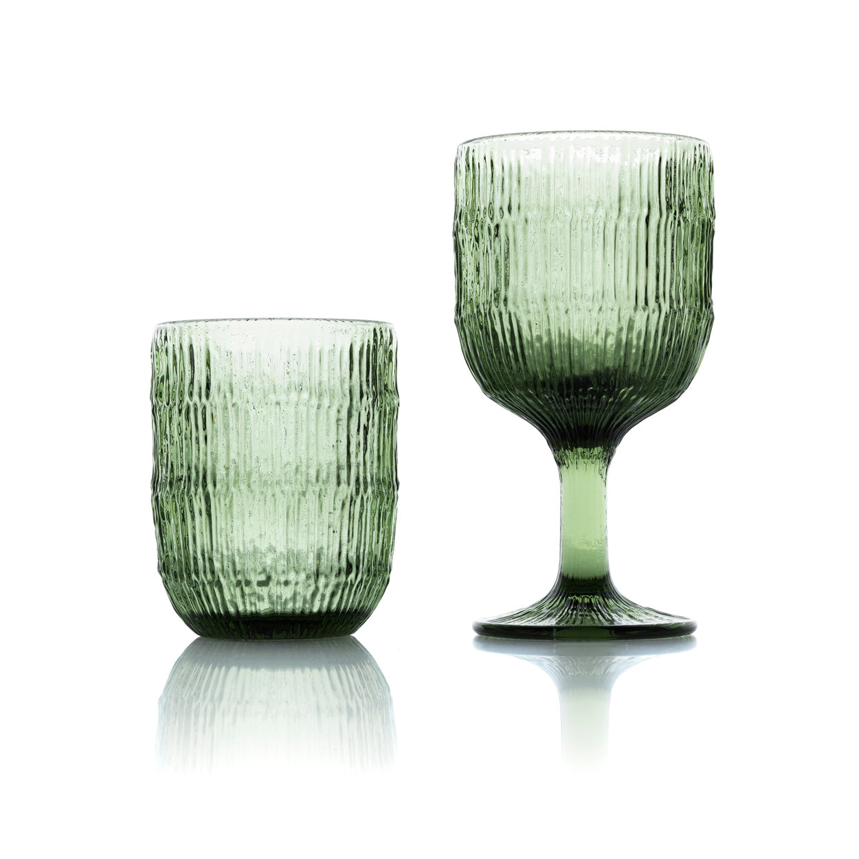 Bazar Bizar Wijnglas The Ripple Mosgroen glas