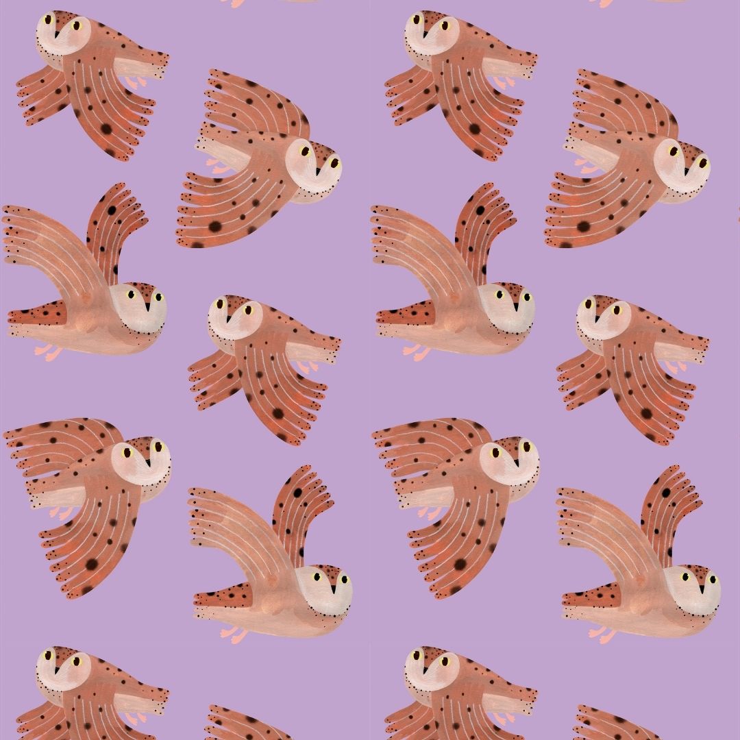 Meet me at the Wall Behang Owl lilac | Aniek Bartels