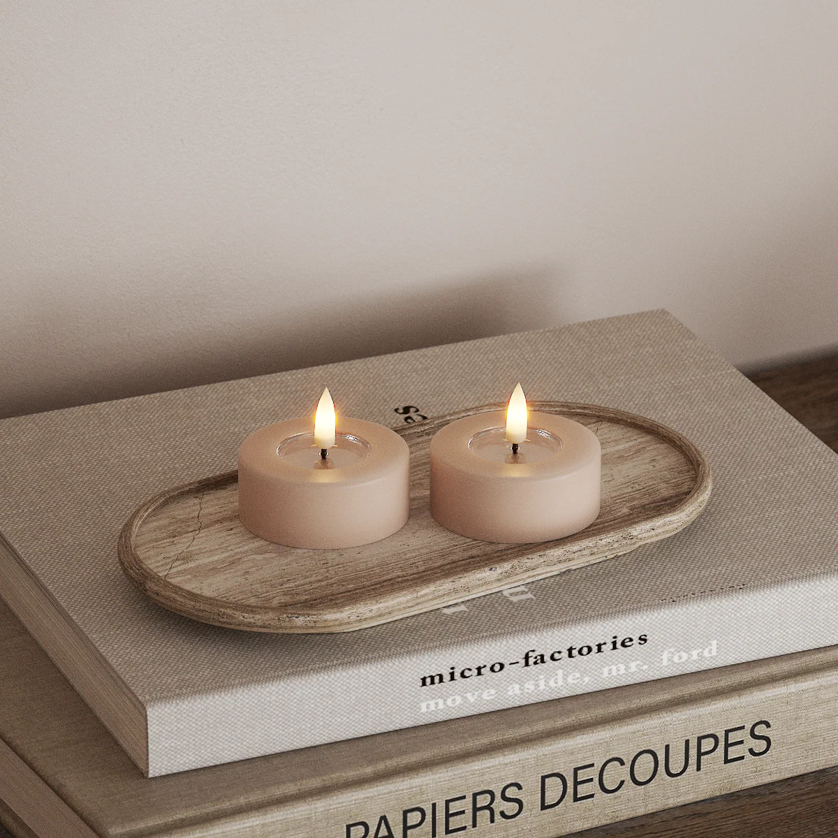Deluxe Homeart | LED theelicht jumbo taupe/roze | 2stuks