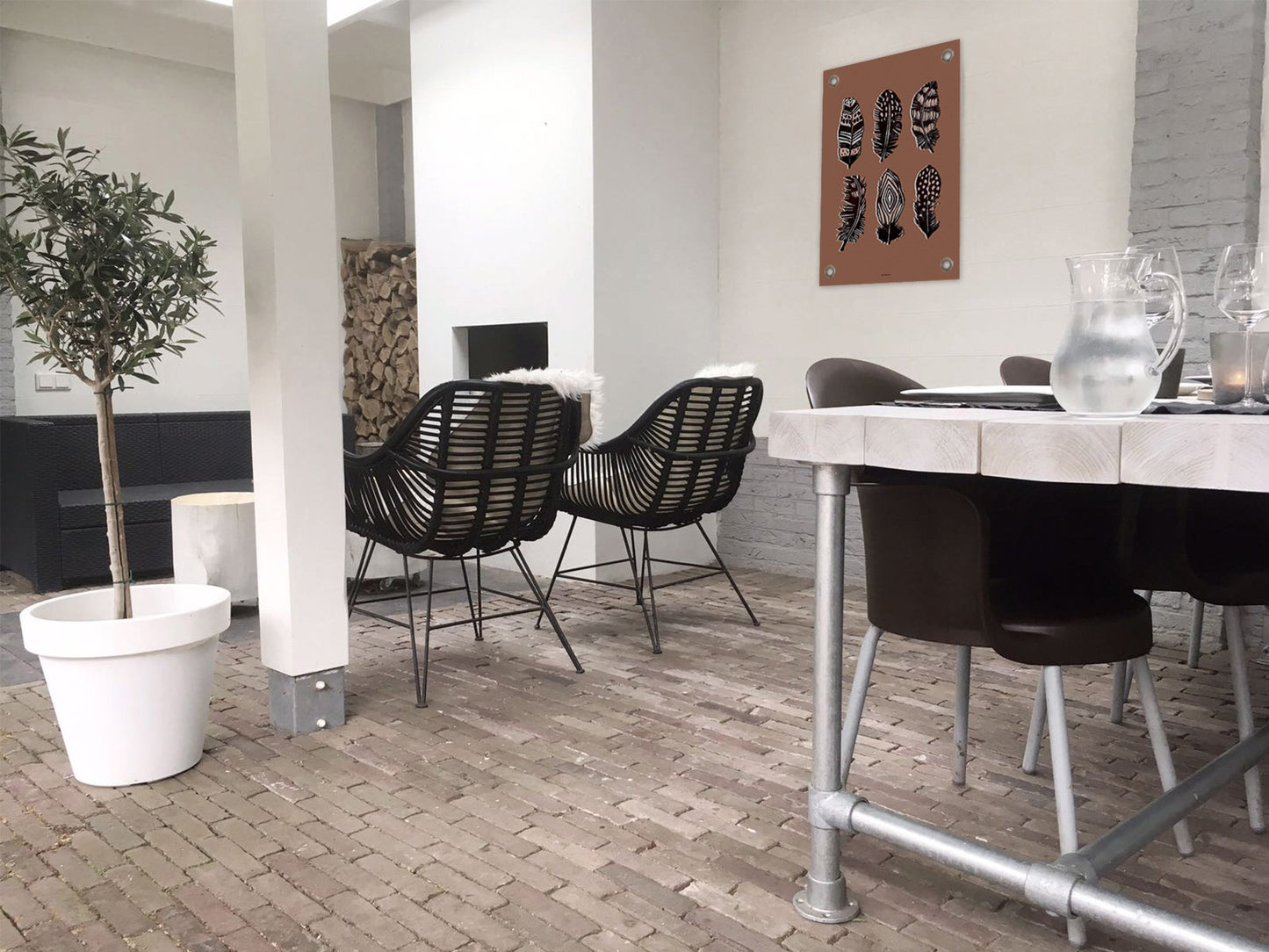 VM | Tuinposter veertjes bruin