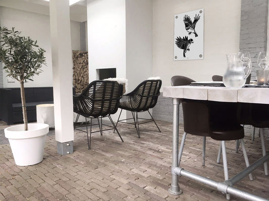 VM | Tuinposter vogels zwart wit