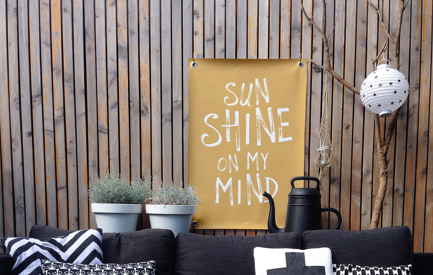 VM | Tuinposter geel wit sunshine on my mind