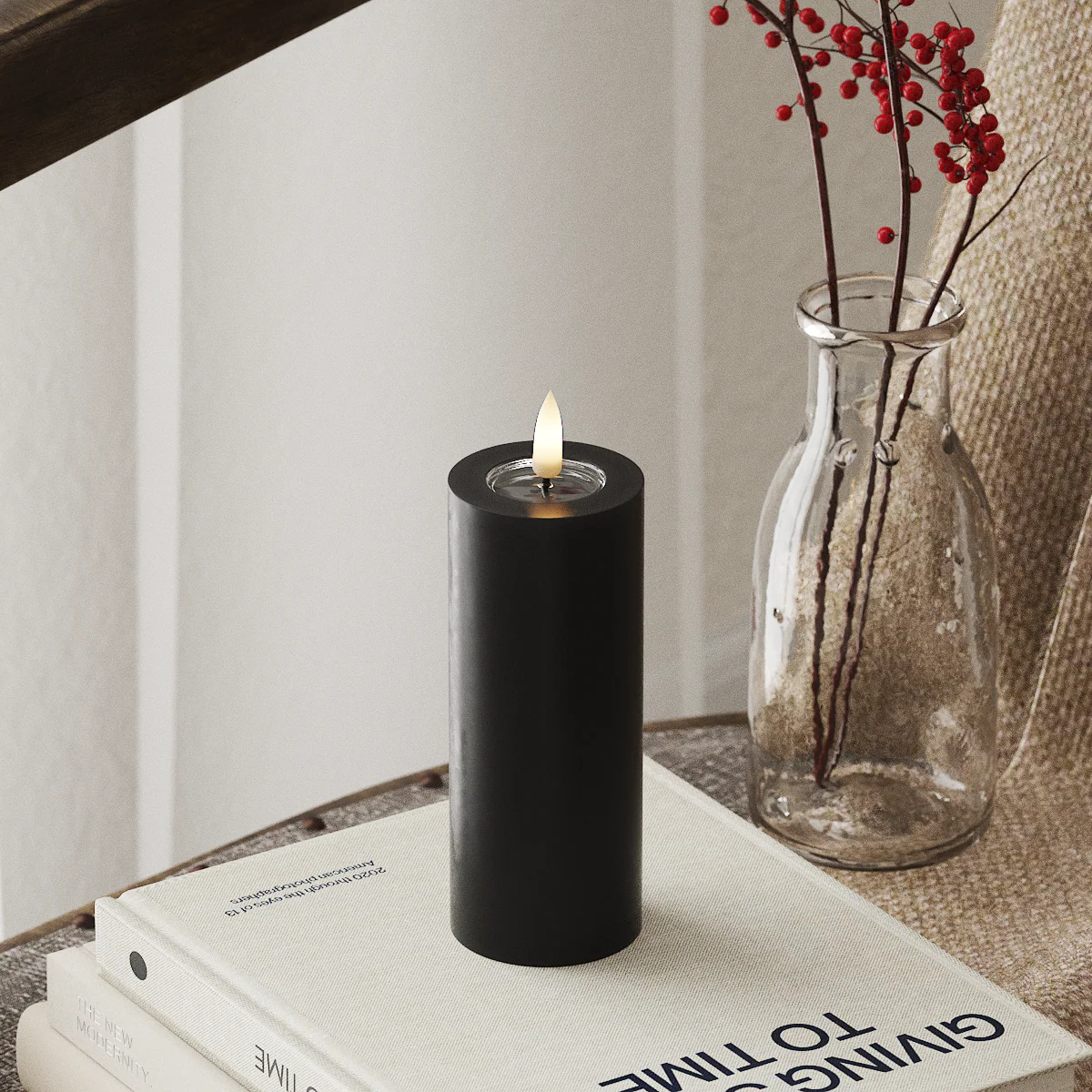 Deluxe Homeart | LED Kaars zwart 5x12.5cm