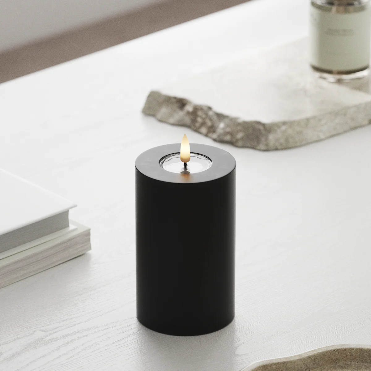 Deluxe Homeart | LED Kaars zwart 7.5x12.5cm