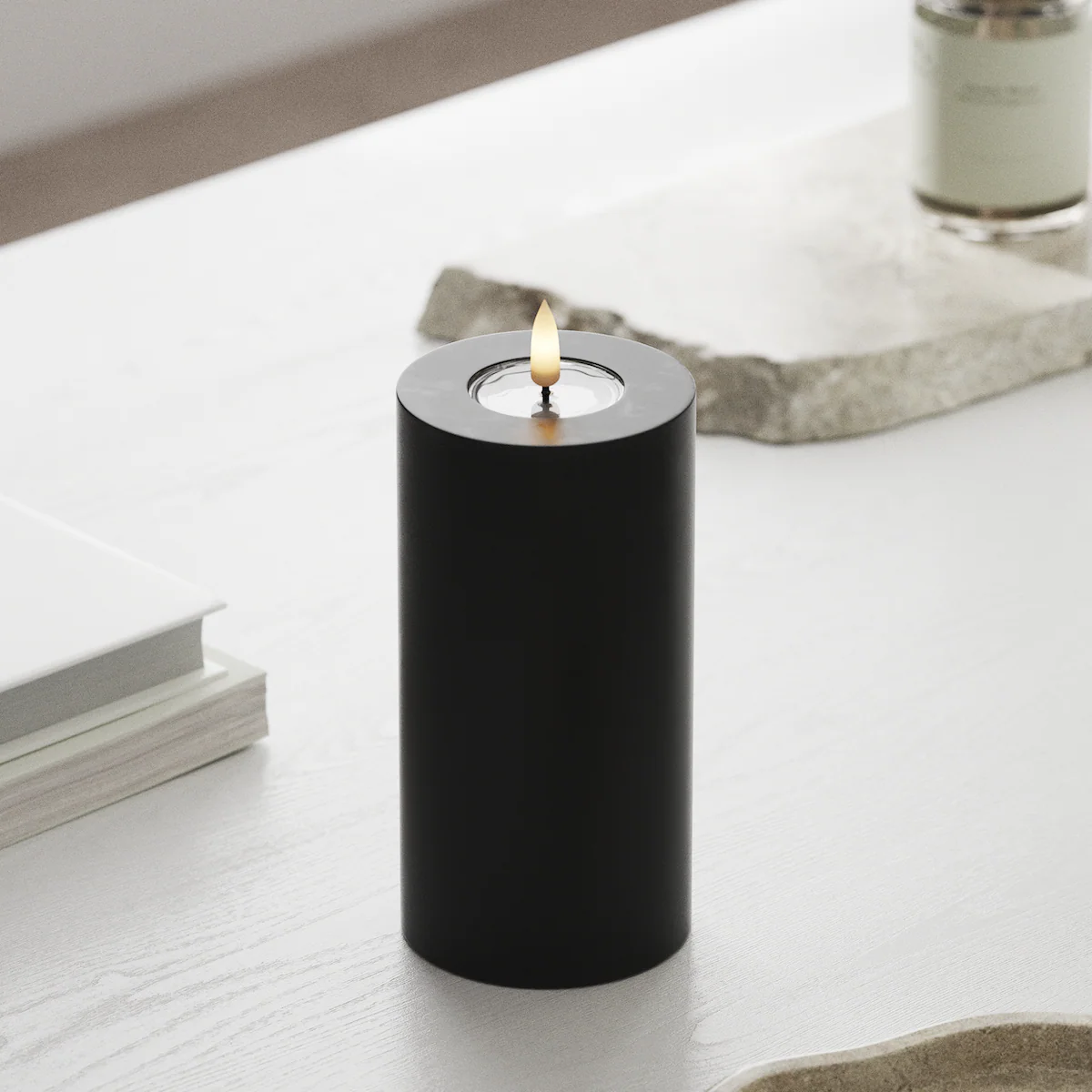 Deluxe Homeart | LED Kaars zwart 7.5x15cm