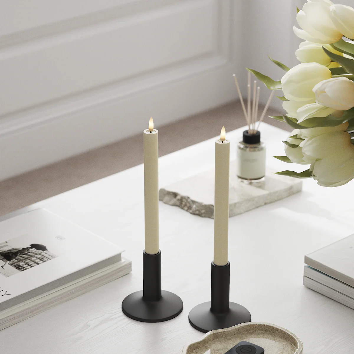 Deluxe Homeart | LED dinerkaars creme 24cm | 2stuks
