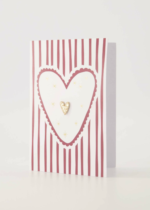 Zusss | Wenskaart broche hartje strepen