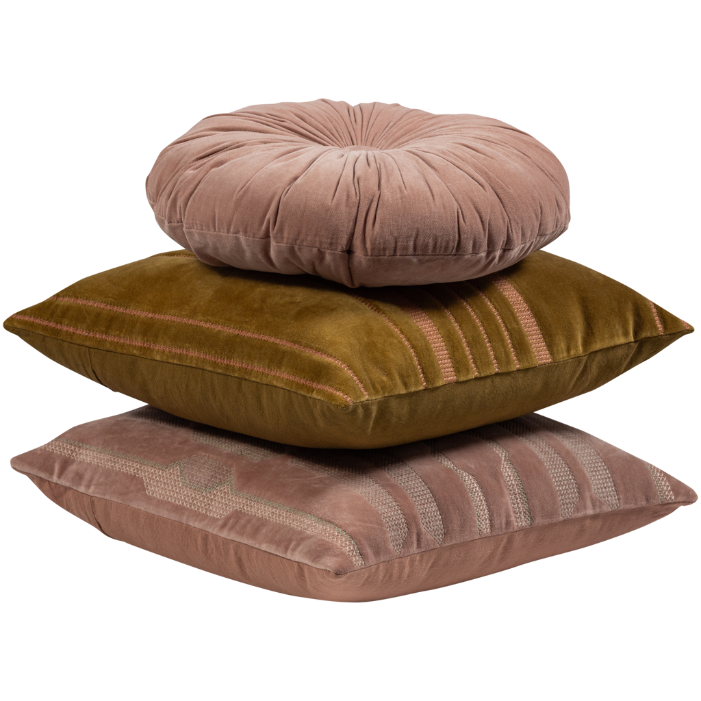 Wood | Feis Samtkissen-Set in Rosa Natur – 3er-Set