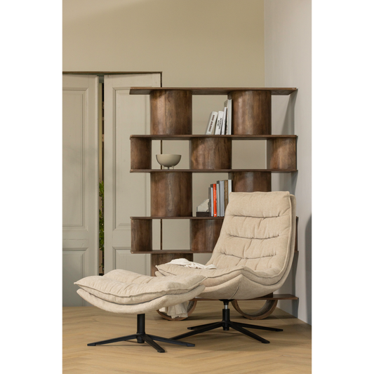 Woood | Kube draaifauteuil met hocker naturel