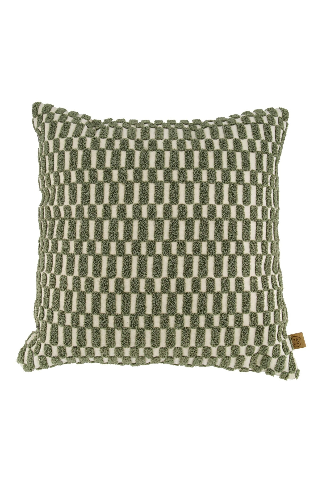 Zusss | Kussen corduroy/velvet grafisch 45x45cm offwhite/groen