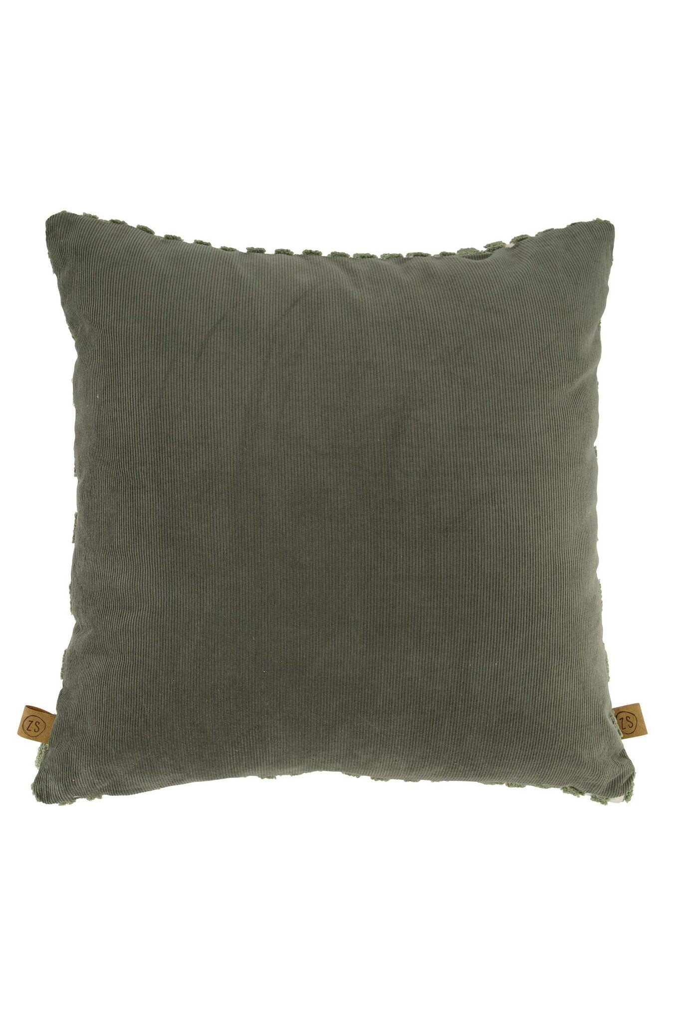 Zusss | Kussen corduroy/velvet grafisch 45x45cm offwhite/groen