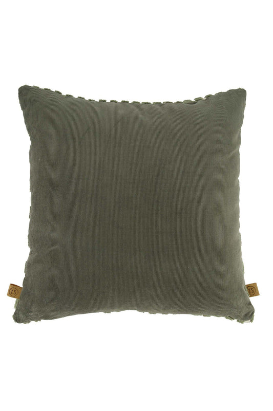 Zusss | Kussen corduroy/velvet grafisch 45x45cm offwhite/groen