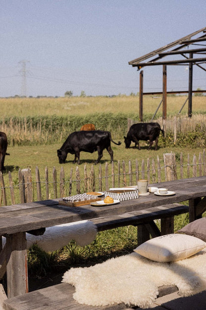 Zusss | Kussen corduroy stapelgek 35x25cm zand/antracietgrijs