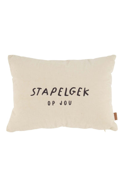 Zusss | Kussen corduroy stapelgek 35x25cm zand/antracietgrijs