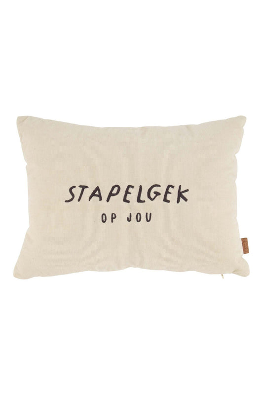 Zusss | Kussen corduroy stapelgek 35x25cm zand/antracietgrijs