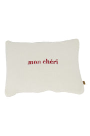 Zusss | Teddy-Kissen „Mon Cheri“ 35x25cm weiß/rot