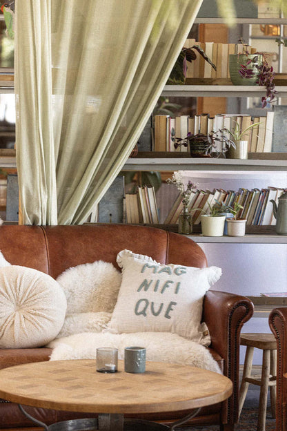 Zusss | Kussen ruffle magnifique 45x45cm peper en zout/grijsblauw