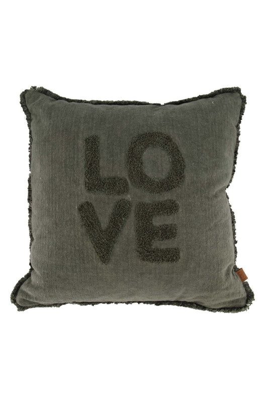 Zusss | Kussen velvet love 45x45cm donkergroen