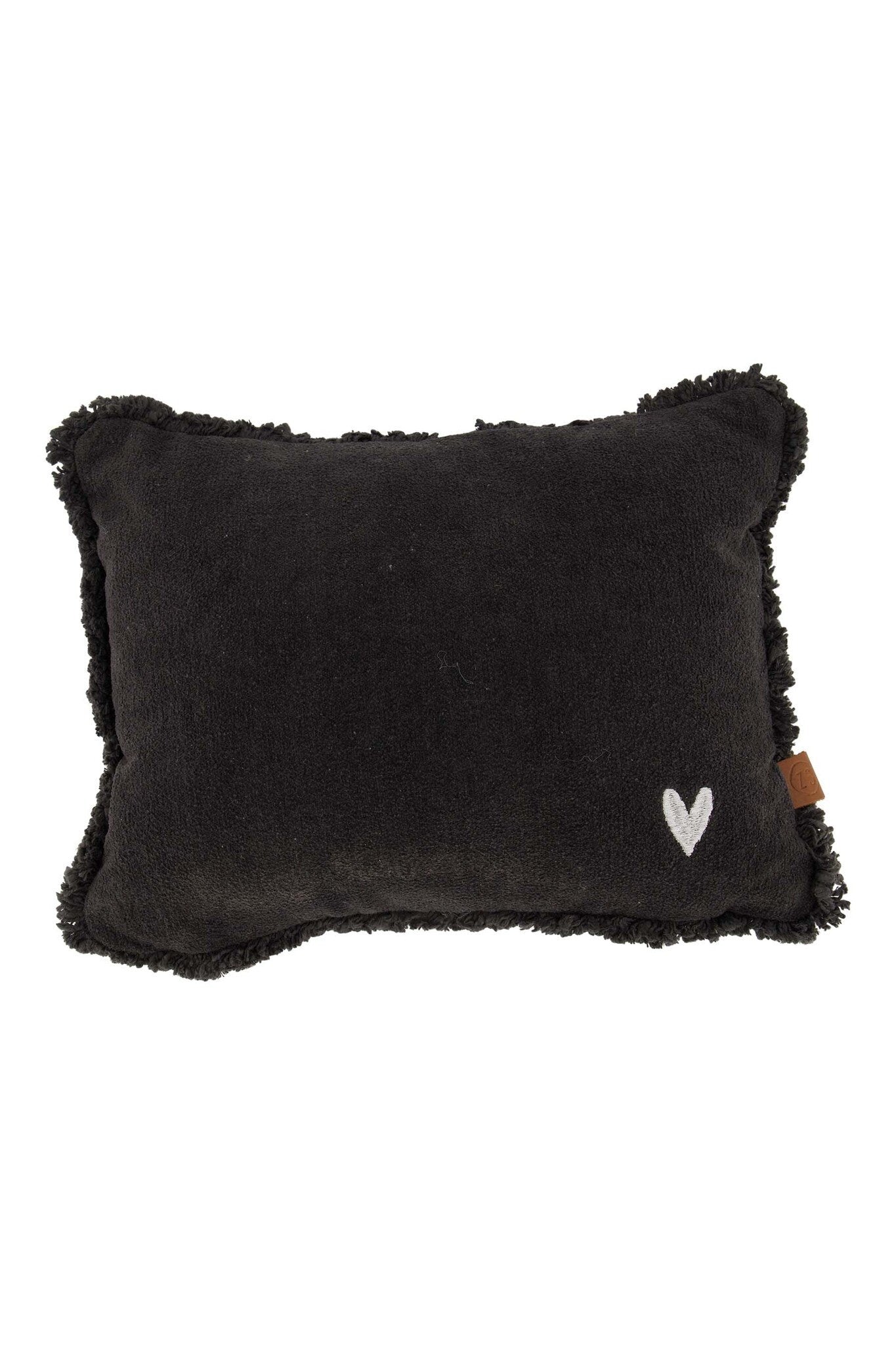 Zusss | Kussen velvet zilver hartje 35x25cm antracietgrijs