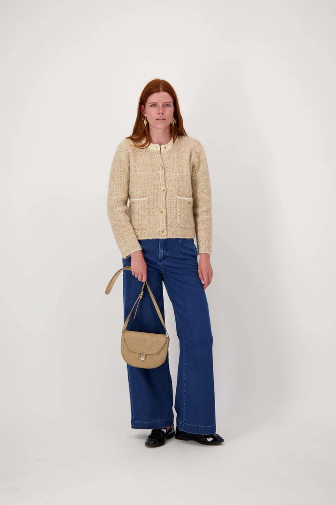 Zusss | Schultertasche mit goldenem Verschluss, taupe