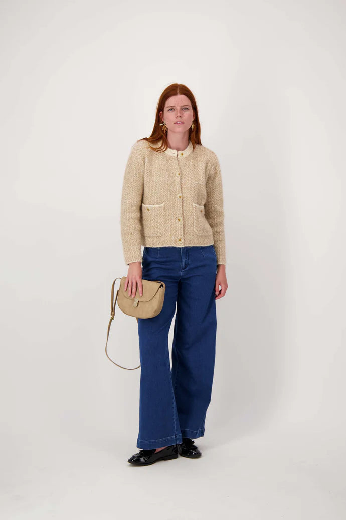 Zusss | Schultertasche mit goldenem Verschluss, taupe