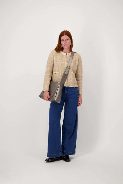 Zusss | Schoudertas met brede band metalic zilver