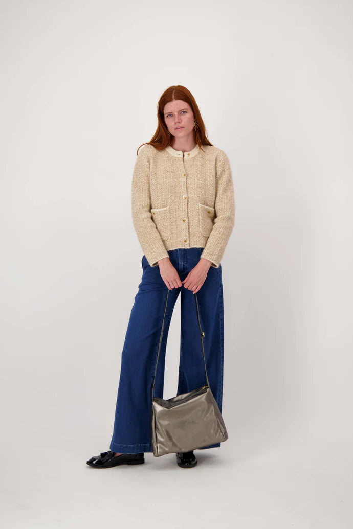 Zusss | Schoudertas met brede band metalic zilver