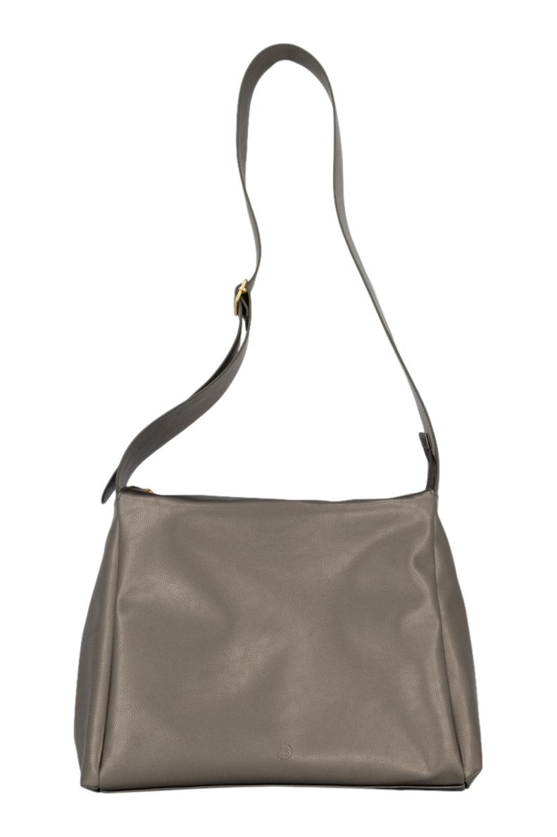 Zusss | Schoudertas met brede band metalic zilver