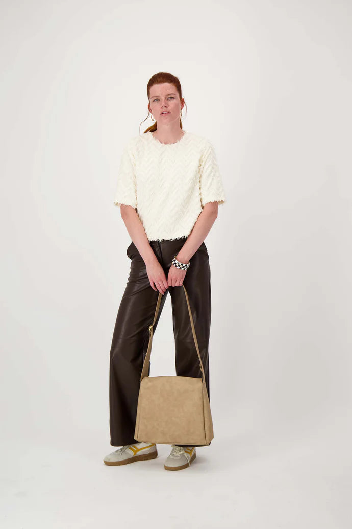 Zusss | Schoudertas met brede band taupe